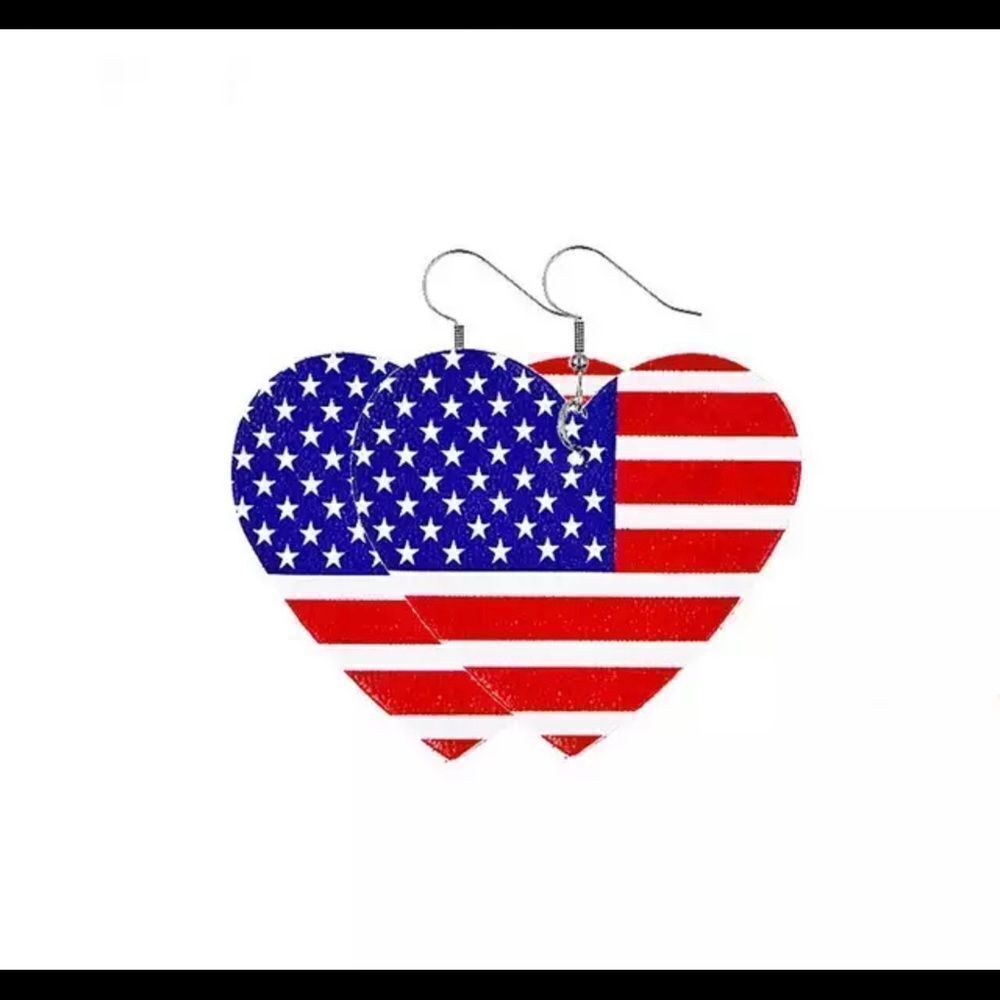 Teardrop American Flag Design Earrings‎ - Picture 6 of 6